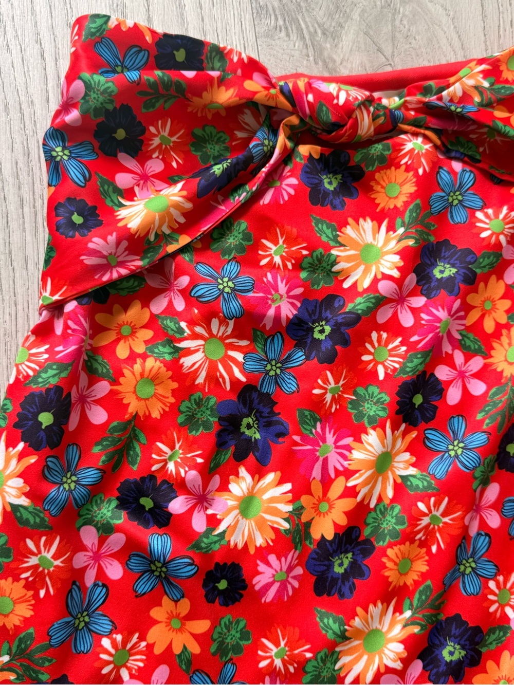 Red Floral Maxi Skirt - Women's Summer Wrap Style - Picture 5 of 13